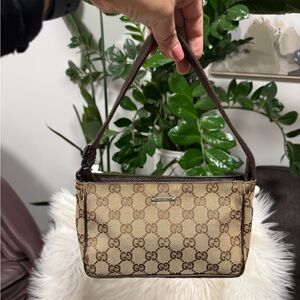 Authentic Gucci Brown & Beige GG Canvas Mini Shoulder Bag